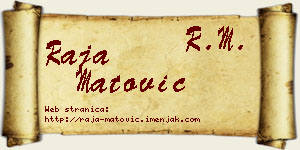 Raja Matović vizit kartica